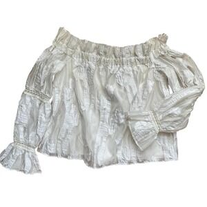 Alexis Raza Off-Shoulder Floral Blouse Revolve white‎